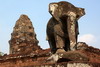 Cambodge - Temple Mebon Oriental - Le plus bel éléphant devant une tour en brique