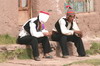 Pérou - Ile de Taquile - Jeunes hommes avec le bonnet traditionnel